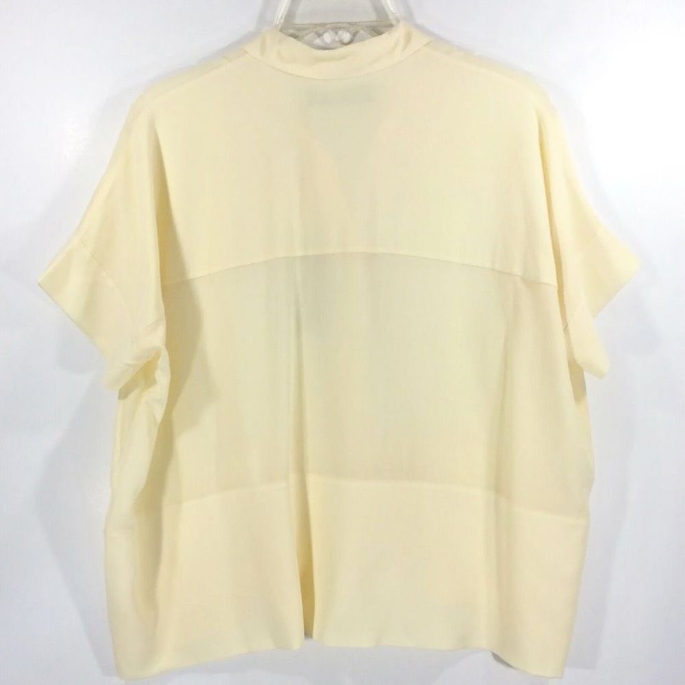 Everlane The Clean Silk Short-Sleeve Square Boxy Shirt Pale Yellow Size 0 NWT - Picture 7 of 15